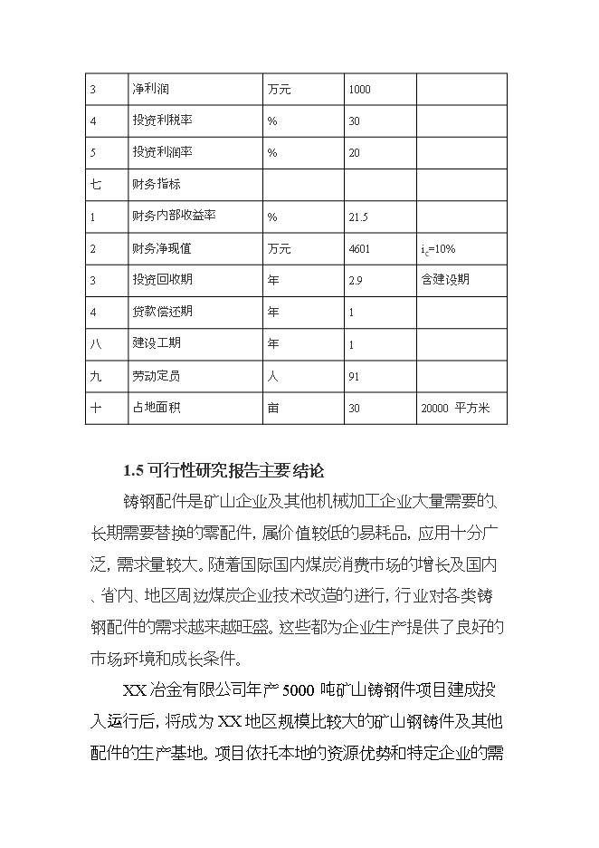 投資礦山鑄鋼件項目立項申報可研報告.doc_中文版高速下載第7頁(yè)