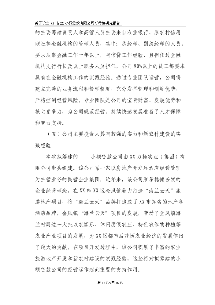 （定稿）設立宏發(fā)小額貸款公司資金申請報告8