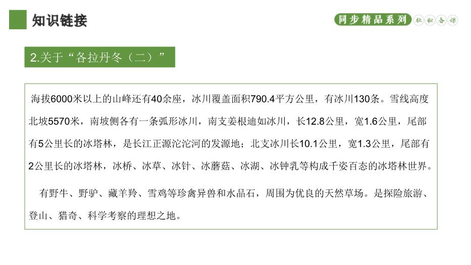 《在長(cháng)江源頭各拉丹東》優(yōu)選課件PPT（教學(xué)）第4頁(yè)