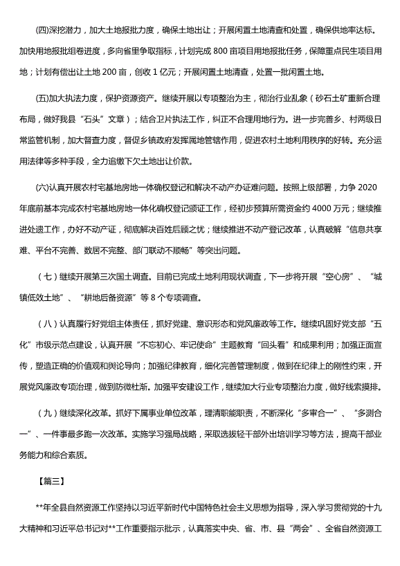 自然資源局年度工作總結及下步計劃（精選五篇）第9頁(yè)