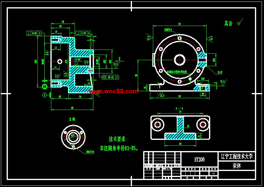 （全日制本科畢設）泵體機械加工工藝及鉆孔Φ15H7夾具設計（全套圖紙CAD喲）CAD截圖02