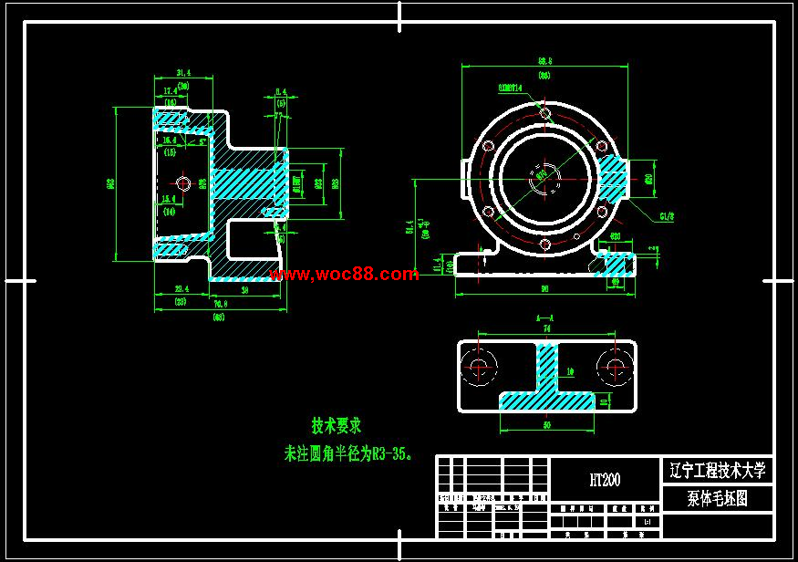 （全日制本科畢設）泵體機械加工工藝及鉆孔Φ15H7夾具設計（全套圖紙CAD喲）CAD截圖03